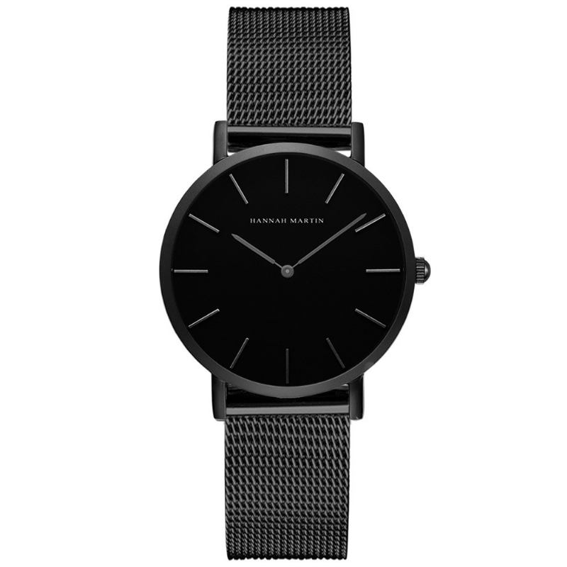 Mode Casual Enkel Big Dial Steel Mesh Rem Vattentät Kvinnor Quartz Watch