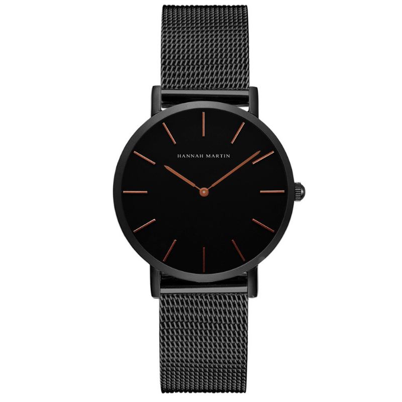 Mode Casual Enkel Big Dial Steel Mesh Rem Vattentät Kvinnor Quartz Watch