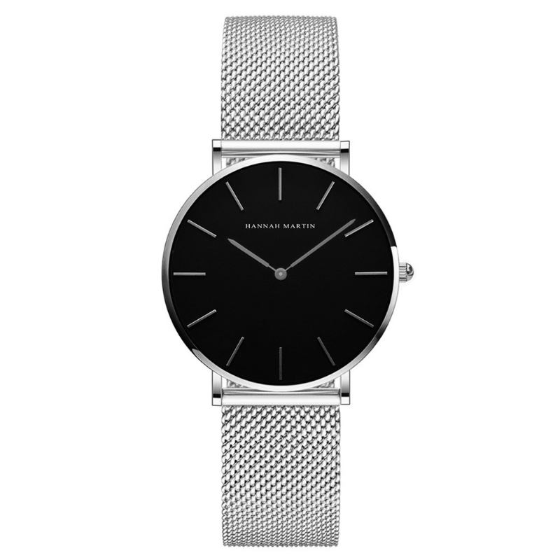 Mode Casual Enkel Big Dial Steel Mesh Rem Vattentät Kvinnor Quartz Watch