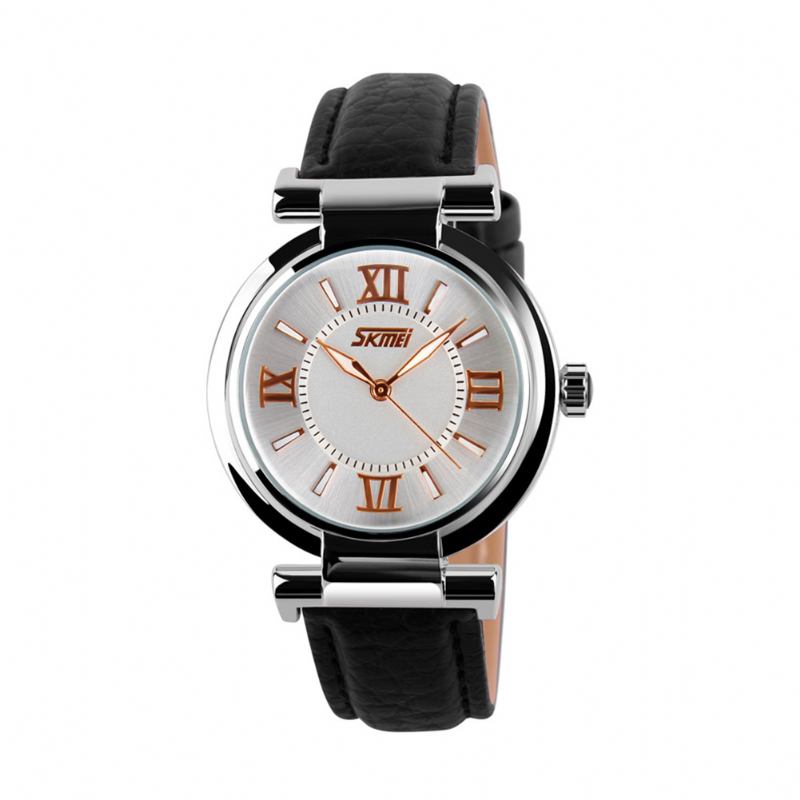 Mode Damklocka Vattentät Läderrem Casual Quartz Watch