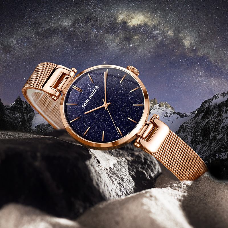 Mode Damklocka Vattentät Starry Sky Dial Light Luxury Quartz Watch