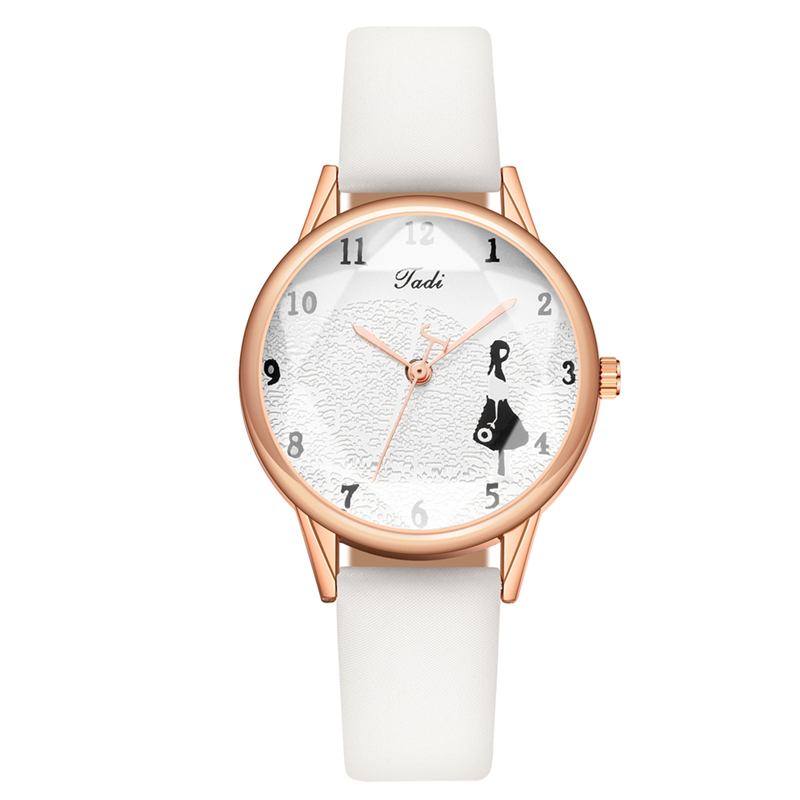 Mode Läderrem Little Girl Mönster Casual Style Kvinnor Watch Quartz Watch