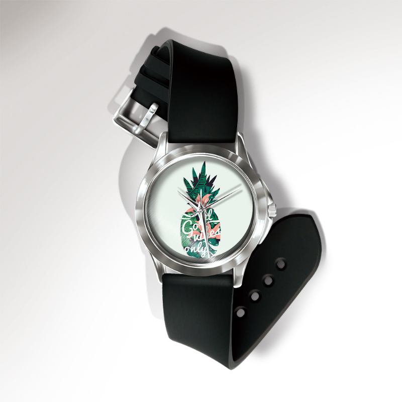 Mode Pineapple Med Tryck Watch Summer Frukt Pvc Casual Lady Quartz Watch