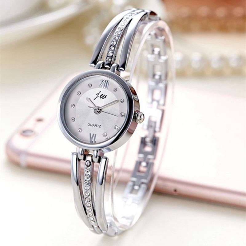 Mode Rund Urtavla Rhinestones Lady Armband Armband Kvinnor Klänning Quartz Watch