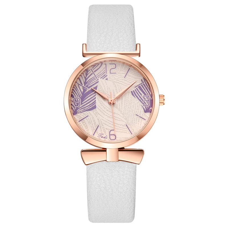 Modeabla Roliga Trendiga Kvinnor Klockor Trädmönster Urtavla Rose Gold Fall Läderband Quartz Watch