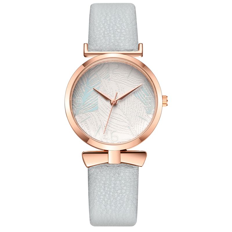 Modeabla Roliga Trendiga Kvinnor Klockor Trädmönster Urtavla Rose Gold Fall Läderband Quartz Watch