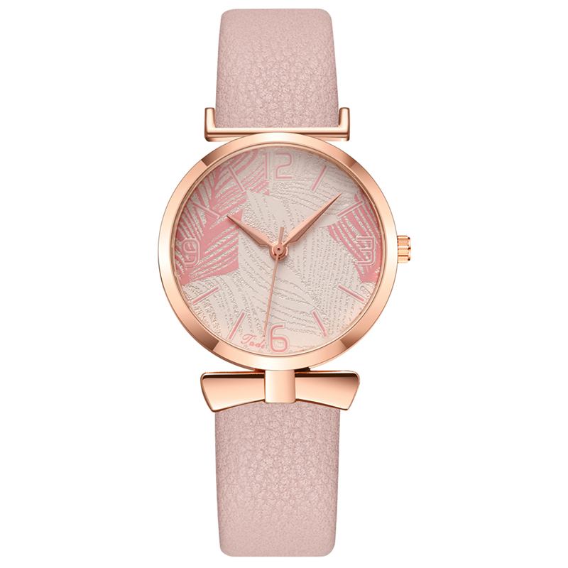 Modeabla Roliga Trendiga Kvinnor Klockor Trädmönster Urtavla Rose Gold Fall Läderband Quartz Watch