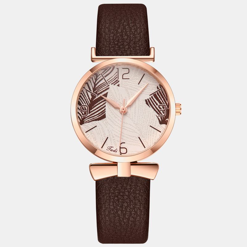 Modeabla Roliga Trendiga Kvinnor Klockor Trädmönster Urtavla Rose Gold Fall Läderband Quartz Watch