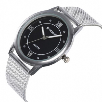 Romersk Skala Simulering Plast Mesh Bälte Casual Style Mode Damklocka Quartz Watch