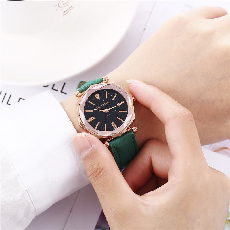 Shining Dial Display Blommor Damklocka Elegant Design Quartz Watches