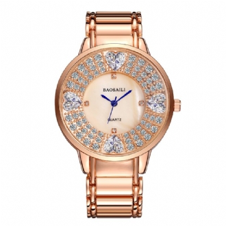 Skinande Damarmbandsur Hjärtaimitation Diamond Quartz Watch