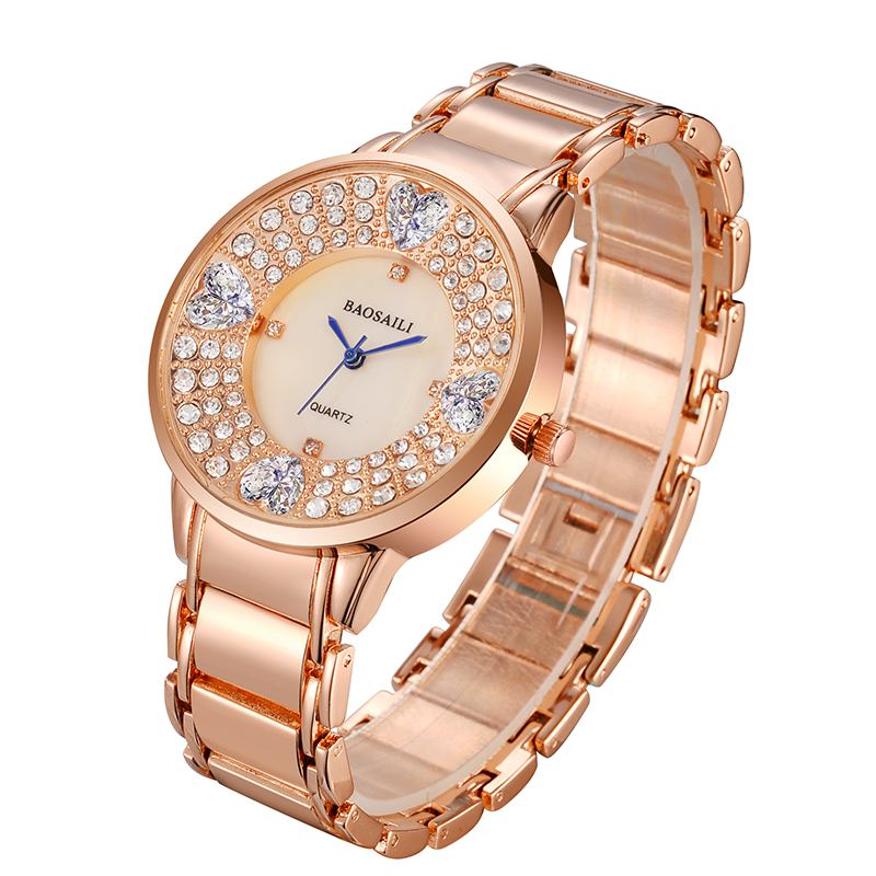 Skinande Damarmbandsur Hjärtaimitation Diamond Quartz Watch