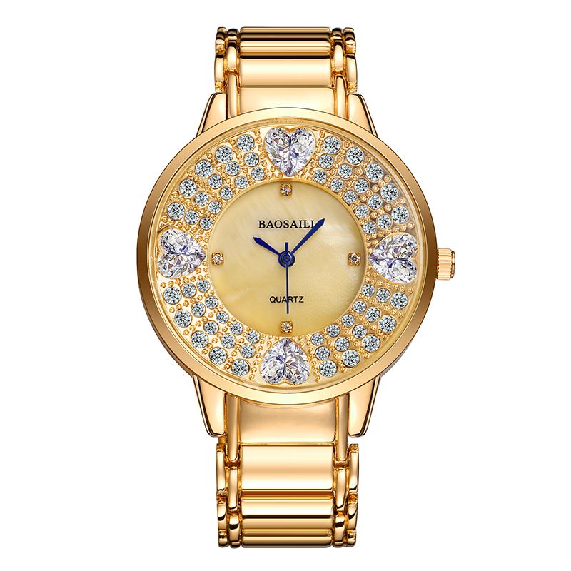 Skinande Damarmbandsur Hjärtaimitation Diamond Quartz Watch