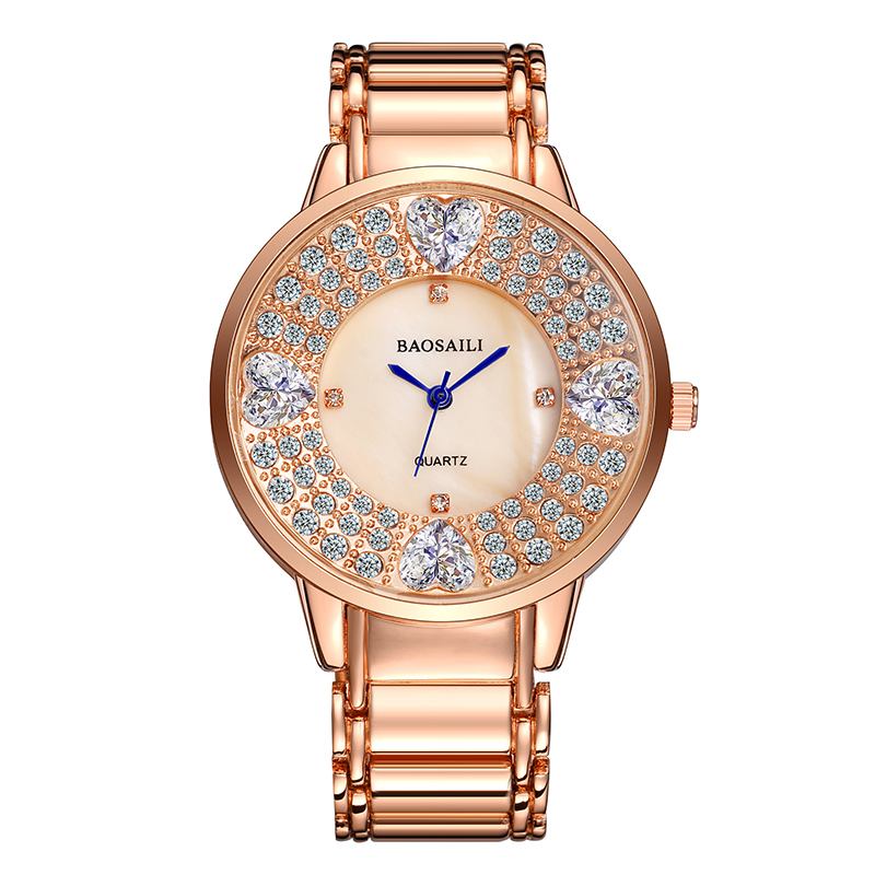 Skinande Damarmbandsur Hjärtaimitation Diamond Quartz Watch