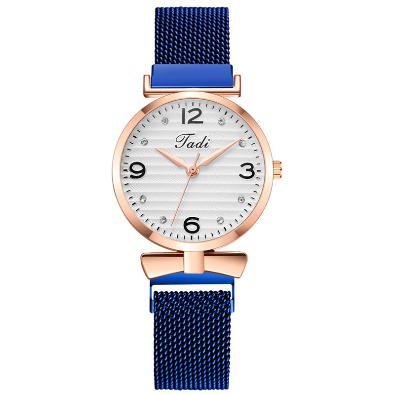 Trendig Enkel Elegant Design Vilda Kvinnor Klockor Mesh Band Rose Gold Case Quartz Watch