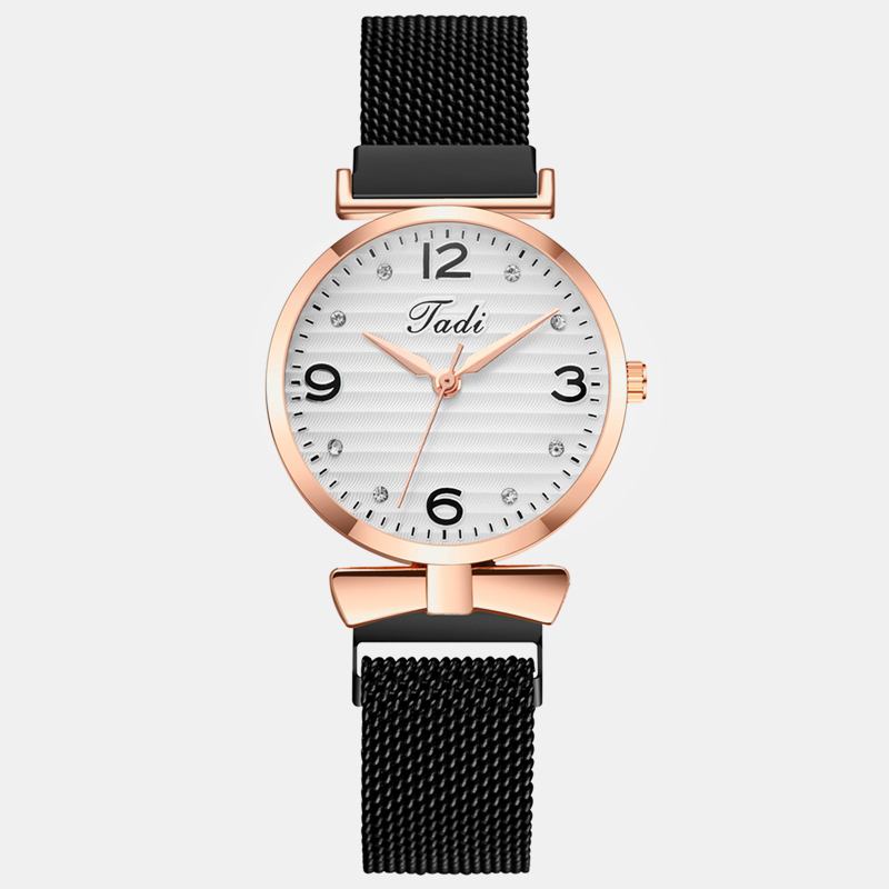 Trendig Enkel Elegant Design Vilda Kvinnor Klockor Mesh Band Rose Gold Case Quartz Watch