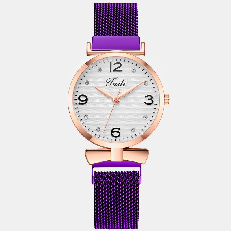 Trendig Enkel Elegant Design Vilda Kvinnor Klockor Mesh Band Rose Gold Case Quartz Watch