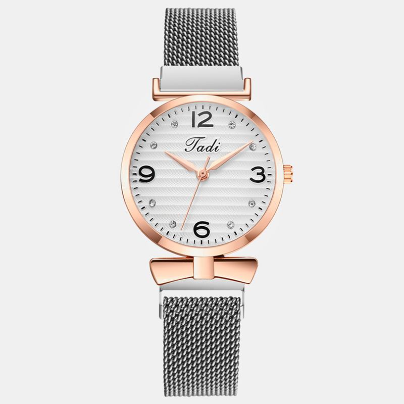 Trendig Enkel Elegant Design Vilda Kvinnor Klockor Mesh Band Rose Gold Case Quartz Watch