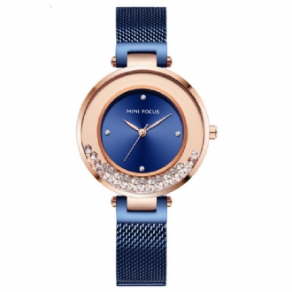 Ultratunn Nätrem Crystal Elegant Dam Watch Quartz Watch