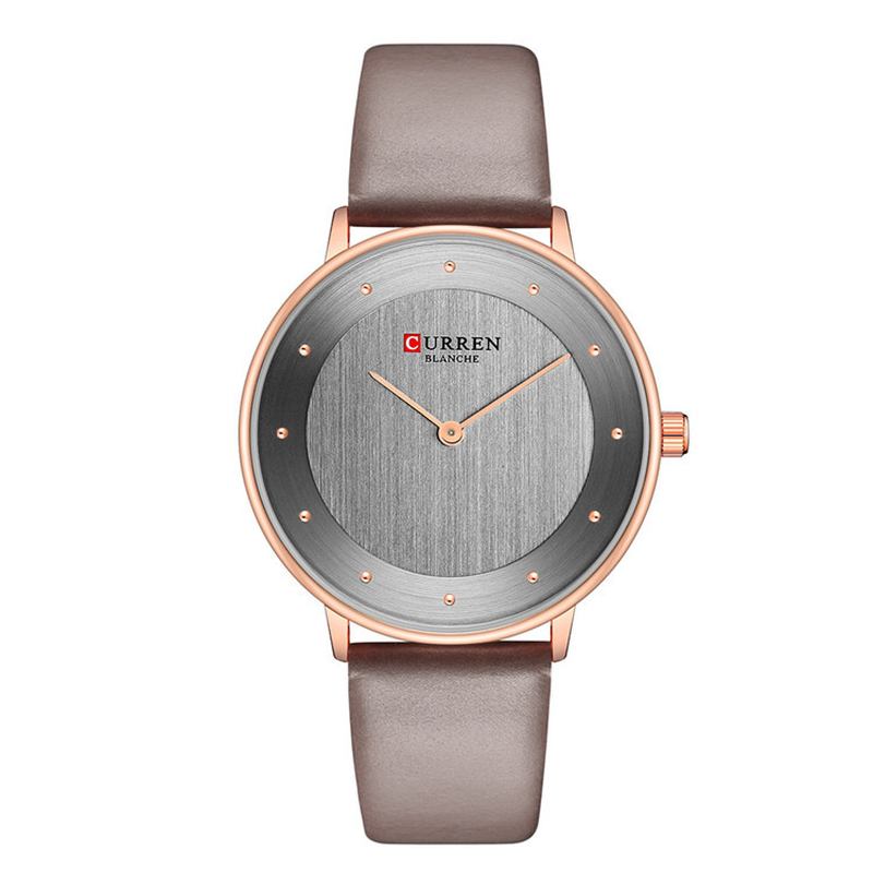 Ultratunn Urtavla Casual Style Quartz Watch Läderband Business Dam Watch