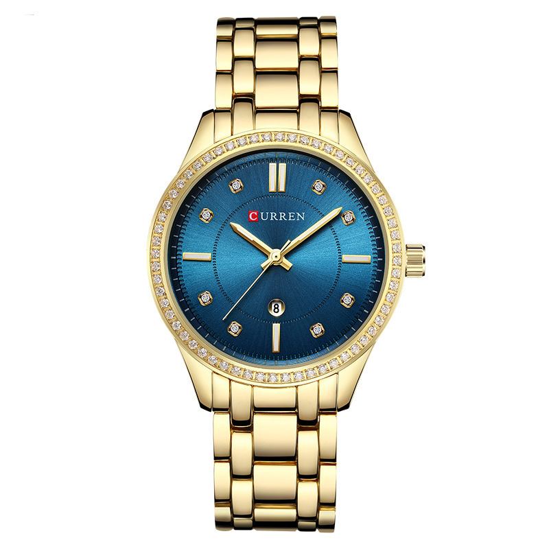 Vattentät Kristall Elegant Design Dam Armbandsur Date Display Quartz Watch