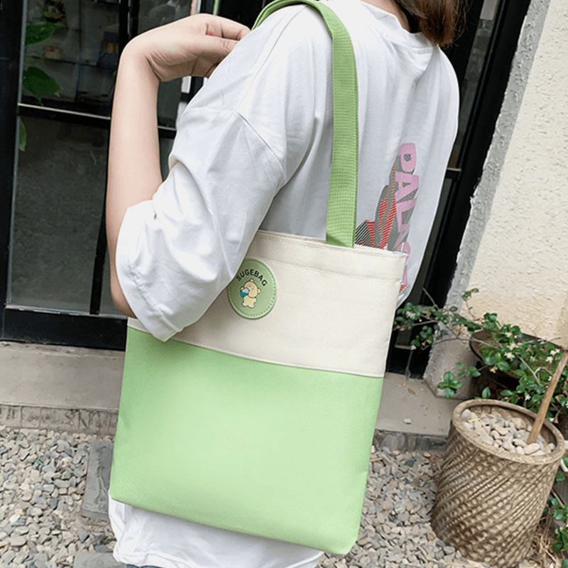 4 St Canvas Preppy Multifunktion Kombinationsväska Tote Stor Kapacitet Ryggsäck Crossbody Clutch Plånbok