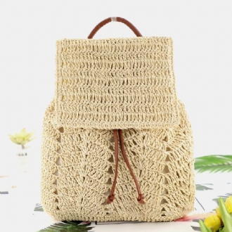 Dam Mori Series String Straw Bag Dual-use Woven Bag Retro Beach Bag Ryggsäck