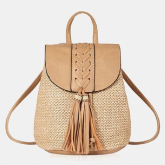 Dam Tofs Halmväska Retro Beach Bag Ryggsäck Bucket Bag