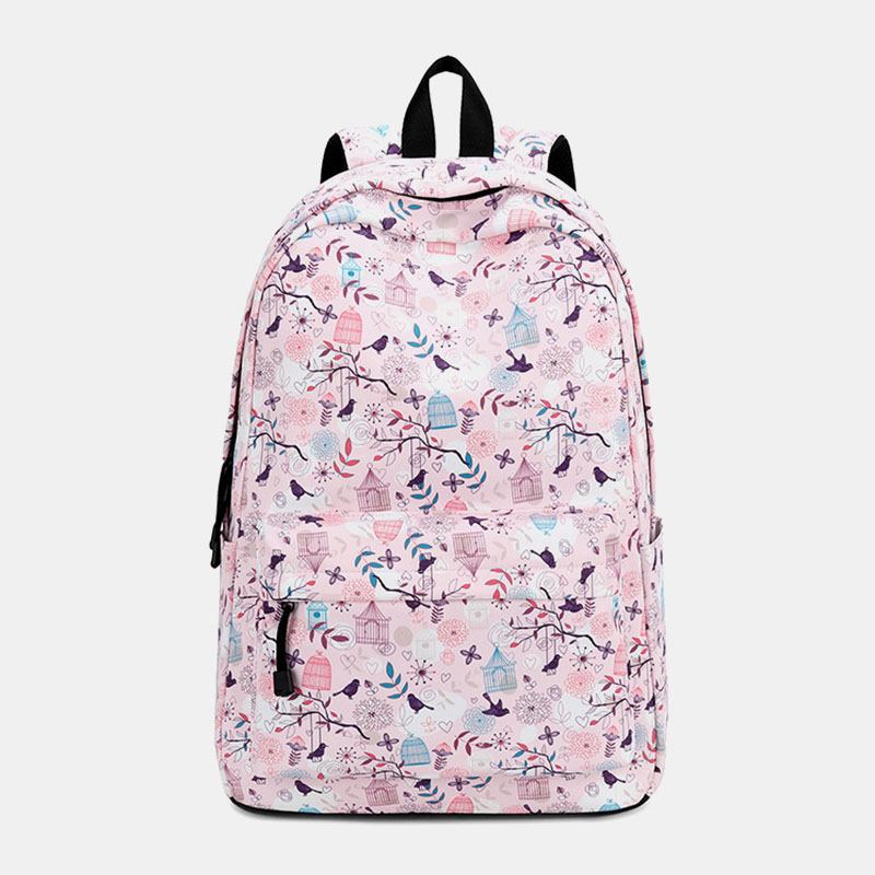 Damtryck Vattentät Casual Backpack Skolväska