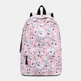 Damtryck Vattentät Casual Backpack Skolväska