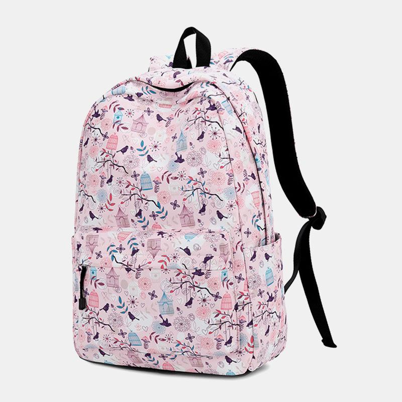 Damtryck Vattentät Casual Backpack Skolväska