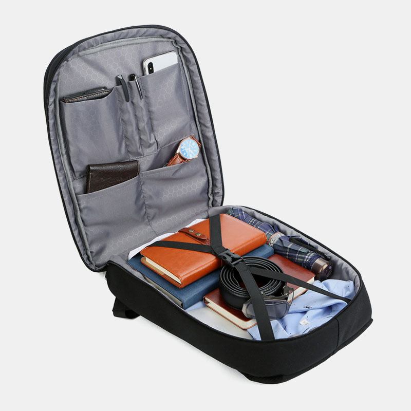 Herr Polyester 15.6 Tums Usb-laddning Vattentät Business Laptop Bag Ryggsäck