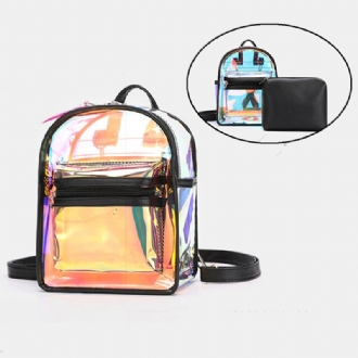 Kvinnor 2st Transparent Jelly Multi-carry Mini Ryggsäck Crossbody Bag Handväska