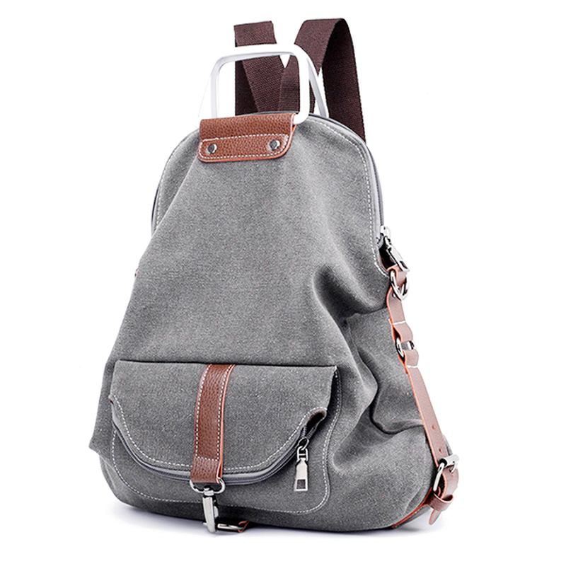 Kvinnor Multifunktionell Casual Messenger Bag Canvas Ryggsäck