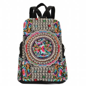 Kvinnor National Style Broderi Dragkedja Creative Backpack