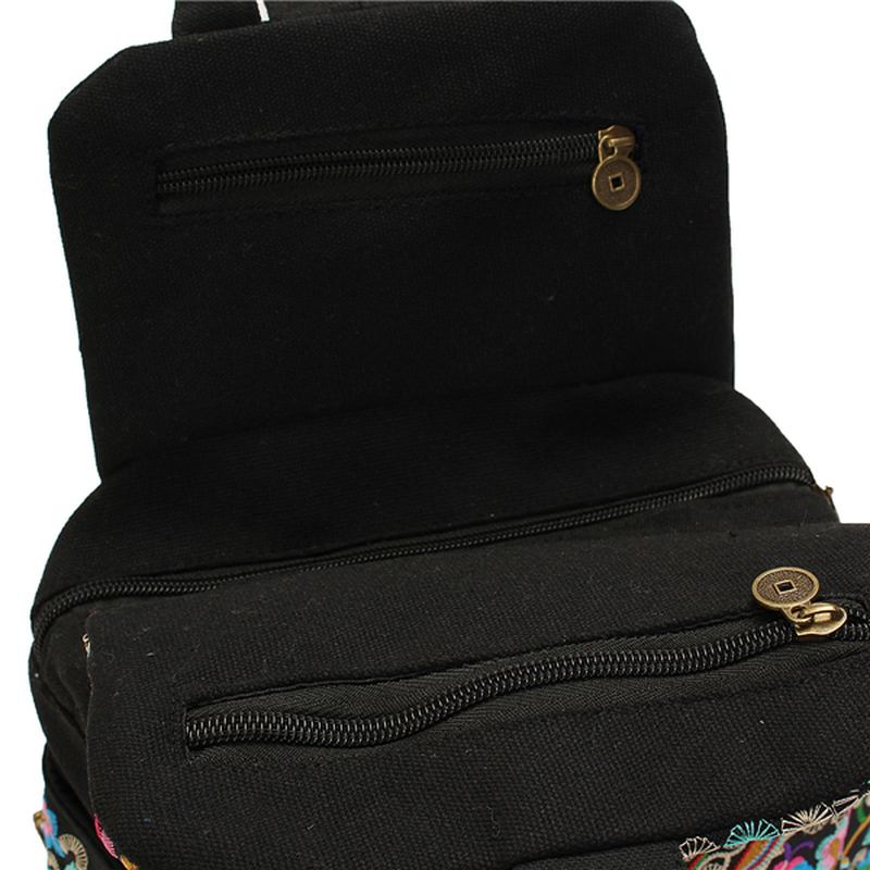 Kvinnor National Style Broderi Dragkedja Creative Backpack