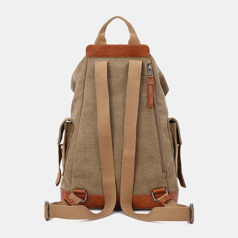 Män Canvas Geometri Brev Tryckt Mönster Multi-pocket Ryggsäck 15.6 Tums Bärbar Datorväska Resväska