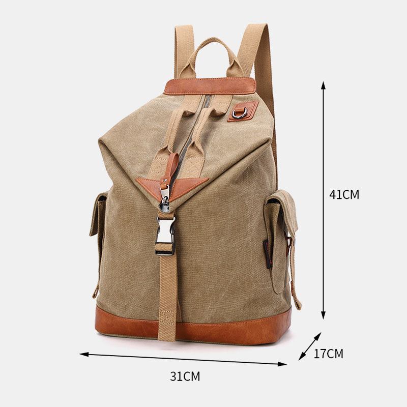 Män Canvas Geometri Brev Tryckt Mönster Multi-pocket Ryggsäck 15.6 Tums Bärbar Datorväska Resväska