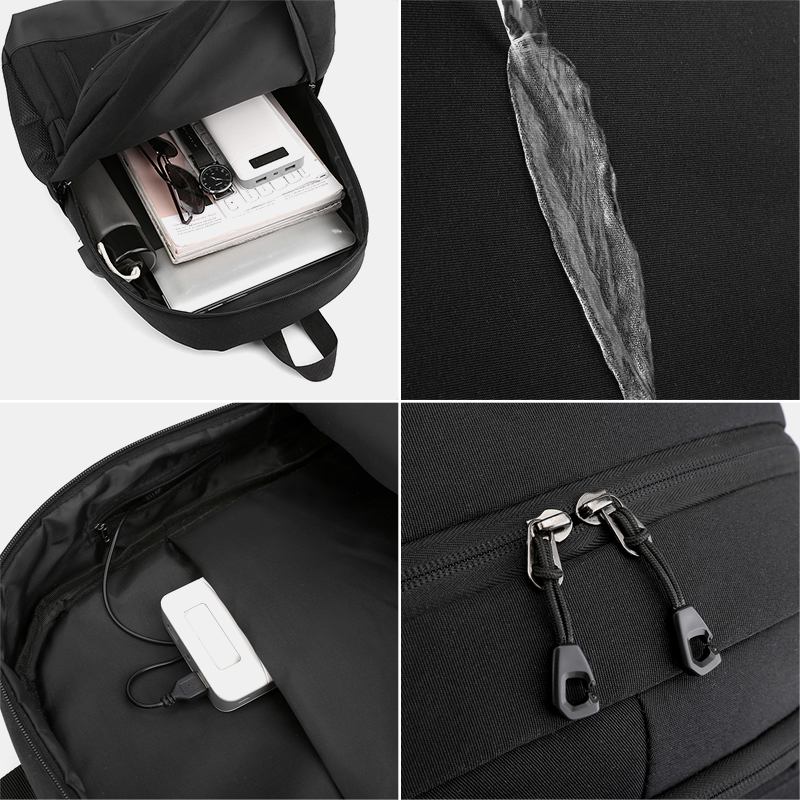 Män Oxford Multi-pocket Stor Kapacitet Usb Laddningsryggsäck Casual Wild Vattentät Skolväska