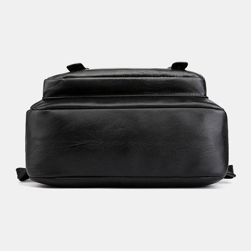 Män Pu-läder Ryggsäck Med Flera Fickor Casual Travel Large Capacit Laptop Bag Axelväska