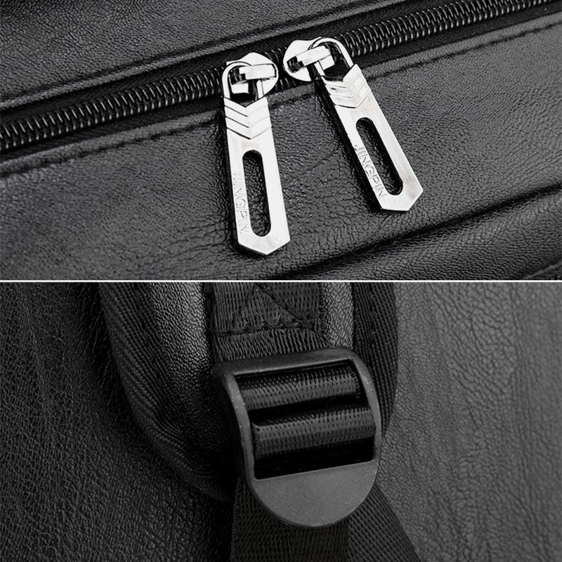 Män Usb-laddning Multi-pocket Pu-läderryggsäck Mode Casual Stor Kapacitet 15.6 Tums Bärbar Datorväska