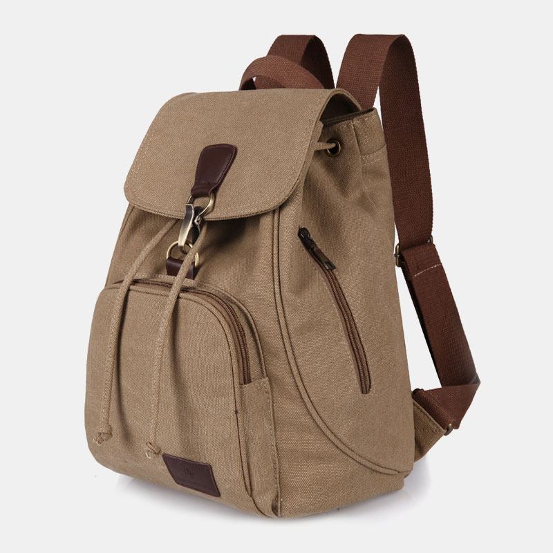 Unisex Canvas Dragsko Stor Kapacitet Rese 15 Tums Multi-bärväska Ryggsäck Axelväska Handväska