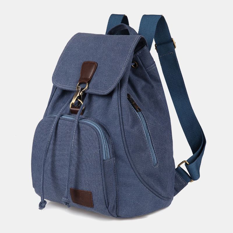 Unisex Canvas Dragsko Stor Kapacitet Rese 15 Tums Multi-bärväska Ryggsäck Axelväska Handväska