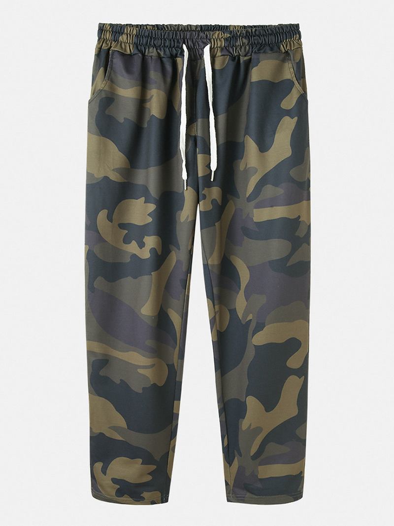 Bomull Herr Camouflage Dragsko Casual Byxor Med Ficka