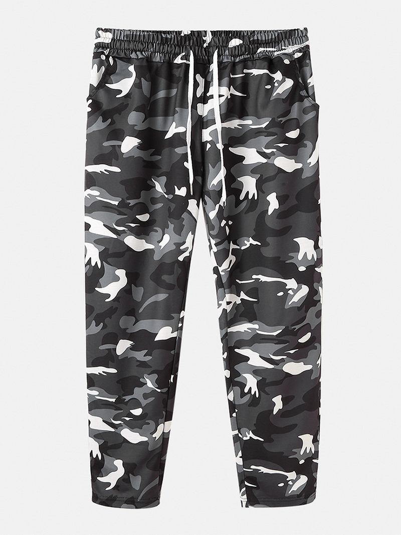 Bomull Herr Camouflage Dragsko Casual Byxor Med Ficka