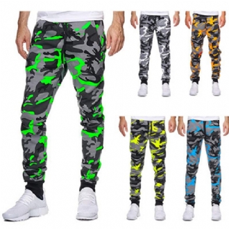 Casual Camouflage Mid-wist High-stretch Med Tryck Stretch Sports Jogging Byxor