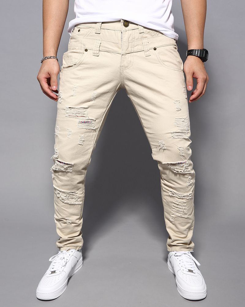 Casual Dubbel Midja Ripped Casual Cargo Byxa