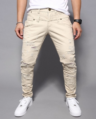 Casual Dubbel Midja Ripped Casual Cargo Byxa