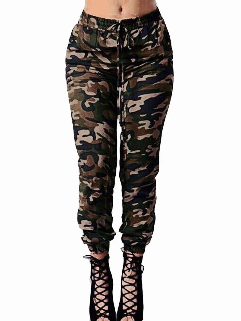 Casual Kvinnor Skinny Camouflage Byxor