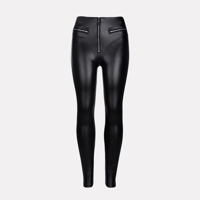 Dam Vinter Pencil Byxor Capris Spring Sexiga Streetwear Solid Black Slim Fit Läderbyxor Med Hög Midja